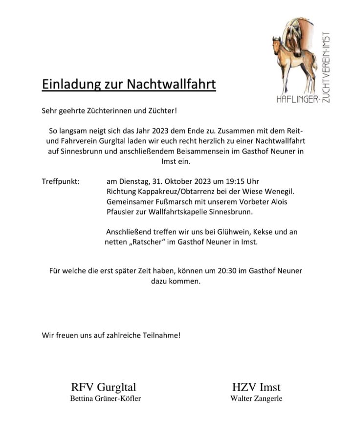 Facebook Beitrag RFV Gurgltal