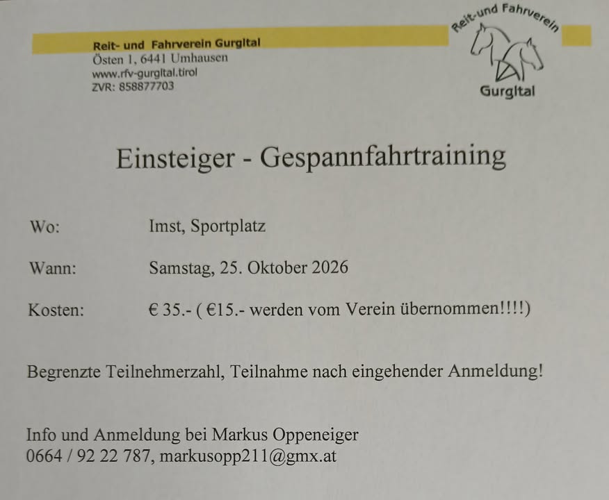 Facebook Beitrag RFV Gurgltal