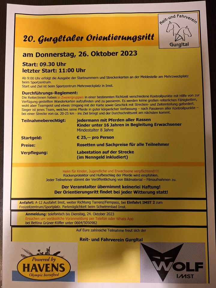Facebook Beitrag RFV Gurgltal