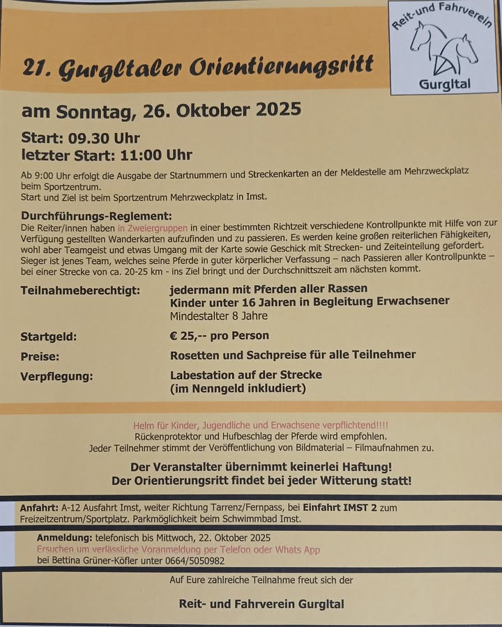 Facebook Beitrag RFV Gurgltal