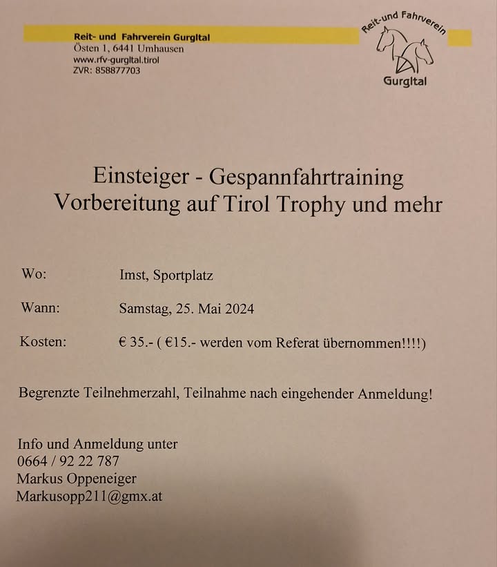 Facebook Beitrag RFV Gurgltal