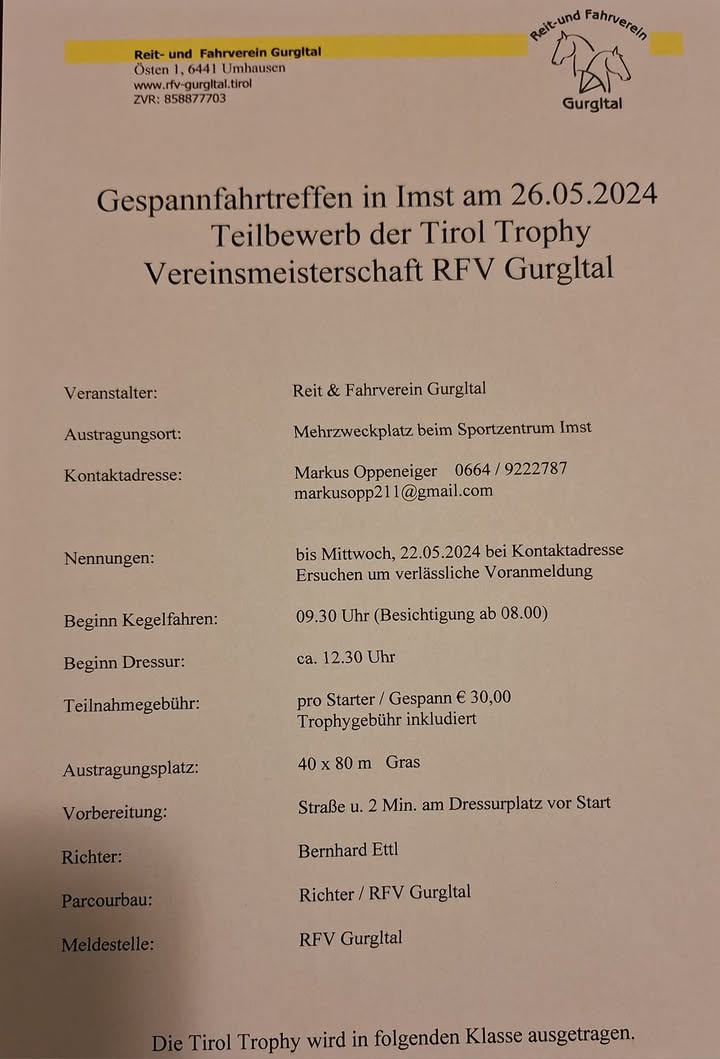 Facebook Beitrag RFV Gurgltal